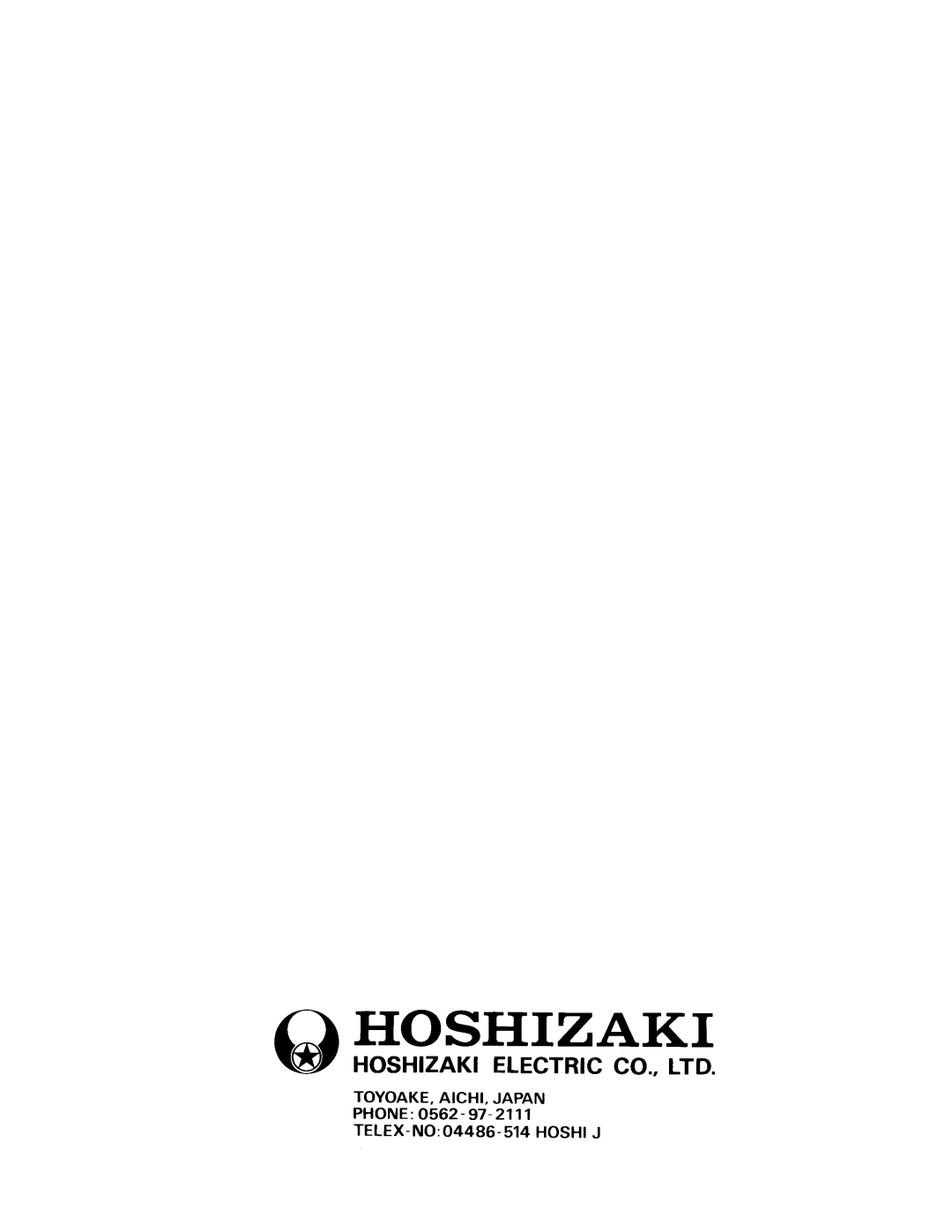 Hoshizaki DCM-240 manual 