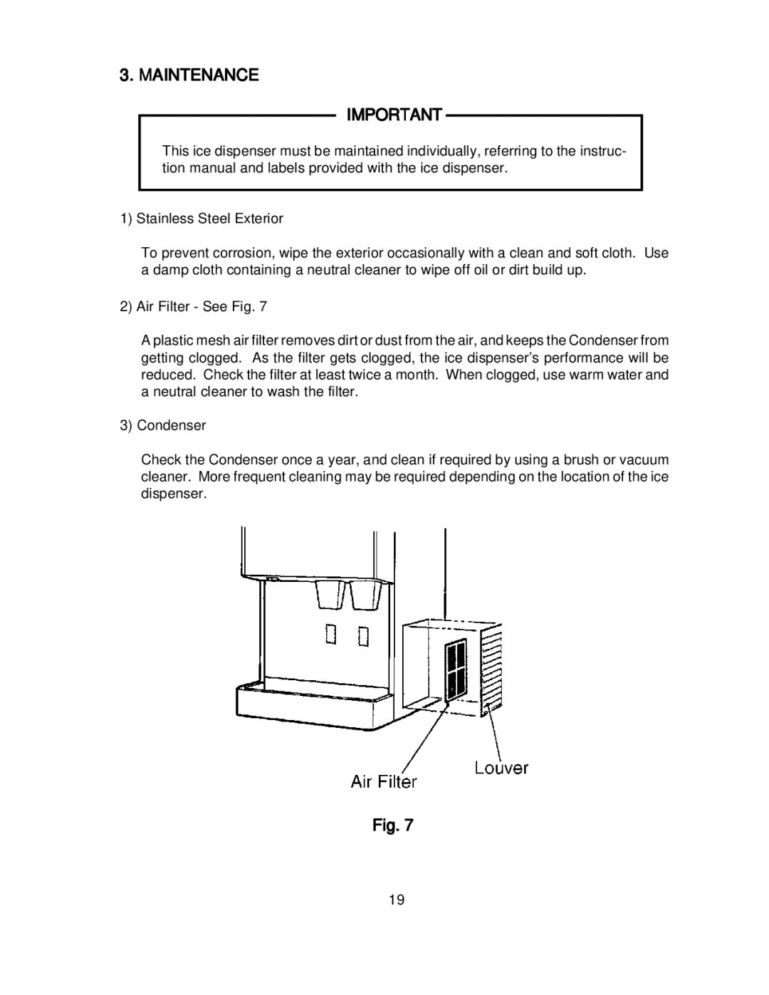 Hoshizaki DCM-270BAH-OS instruction manual Maintenance 