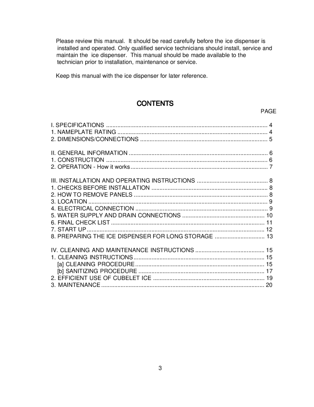 Hoshizaki DCM-270BAH-OS instruction manual Contents 