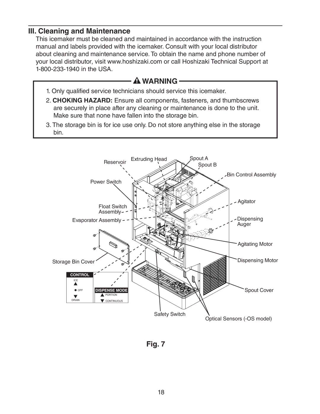 Hoshizaki DCM-300BAH(-OS) instruction manual III. Cleaning and Maintenance 