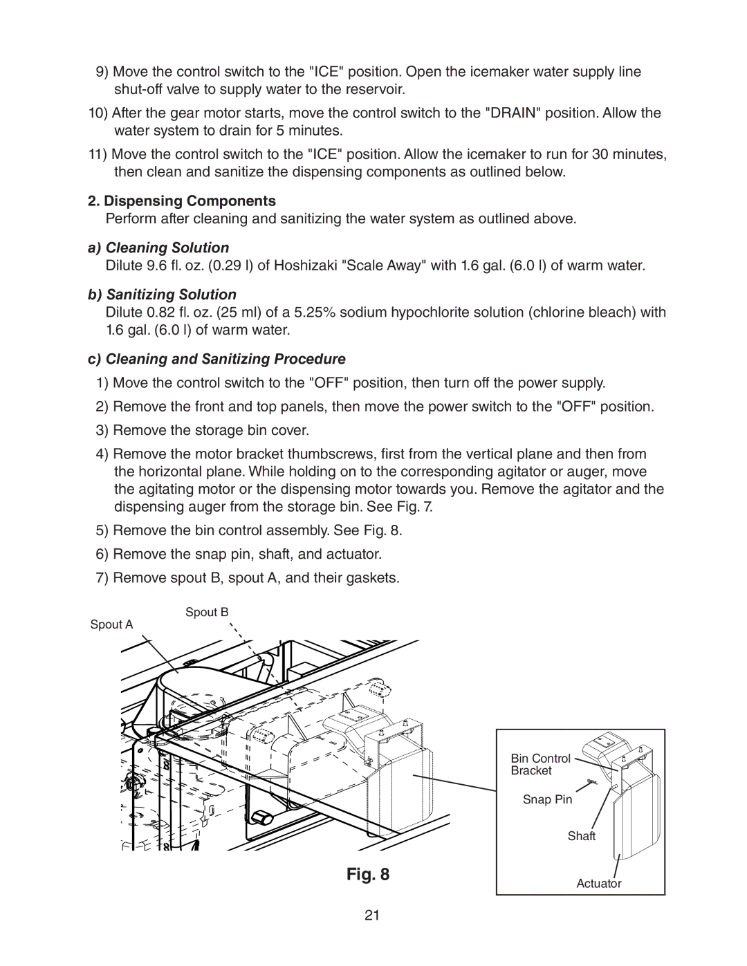 Hoshizaki DCM-300BAH(-OS) instruction manual Cleaning and Sanitizing Procedure 