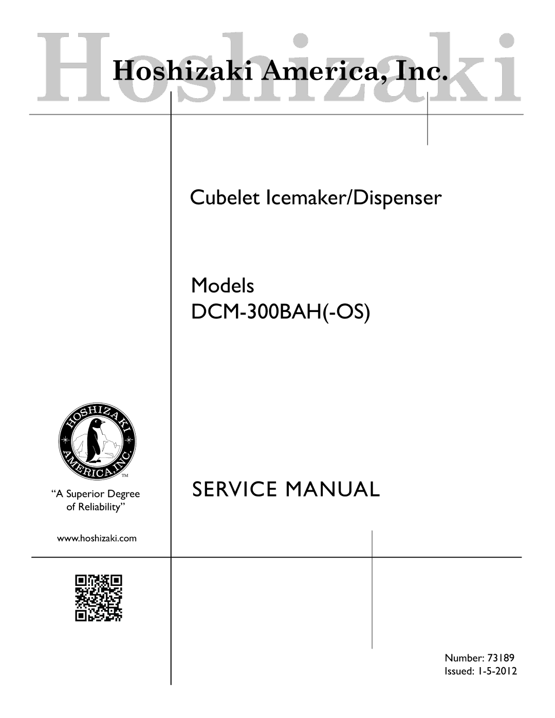 Hoshizaki DCM 300BAH(-OS) service manual DCM-300BAH-OS 