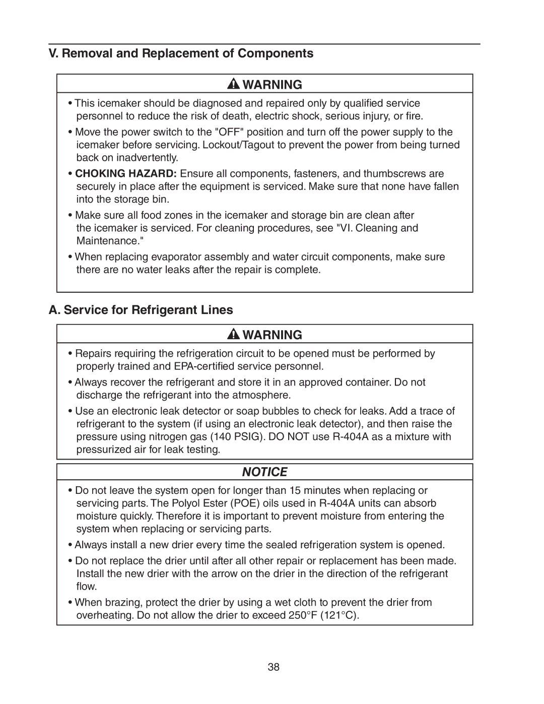 Hoshizaki DCM 300BAH(-OS) service manual Removal and Replacement of Components, Service for Refrigerant Lines 