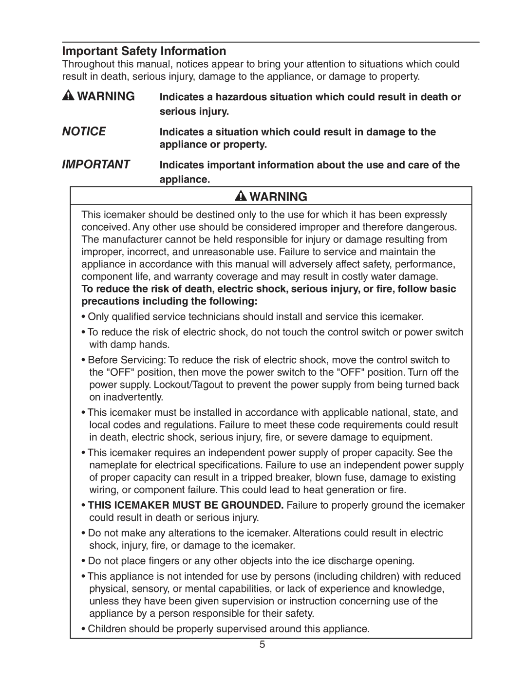 Hoshizaki DCM 300BAH(-OS) service manual Important Safety Information 