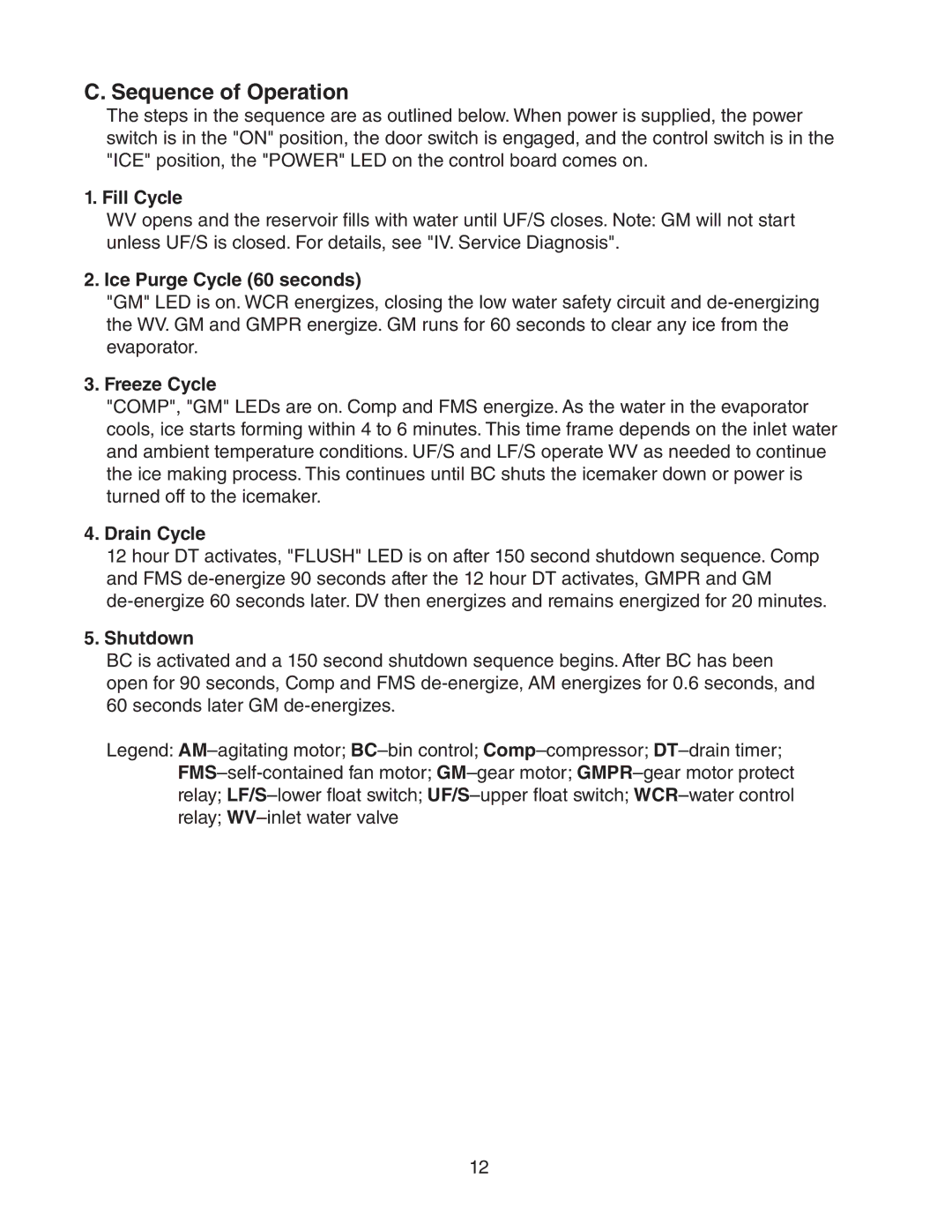 Hoshizaki DCM-500BAH-OS, DCM-500BWH-OS service manual Sequence of Operation 