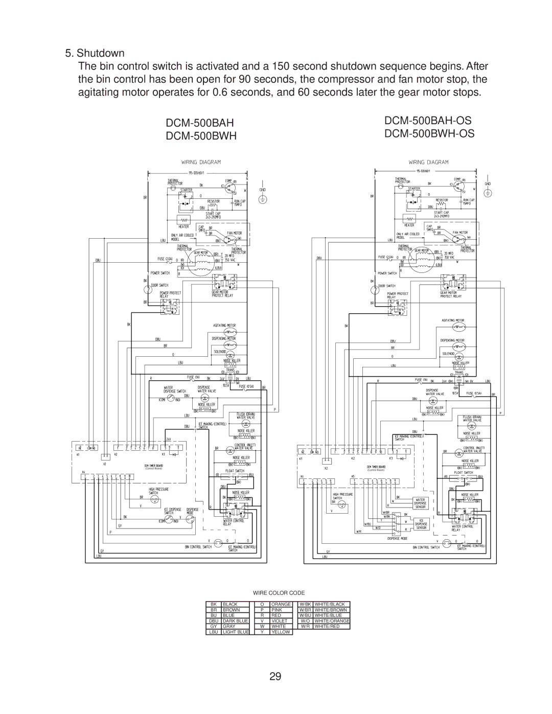 Hoshizaki DCM-500BWH-OS, DCM-500BAH-OS service manual Shutdown 