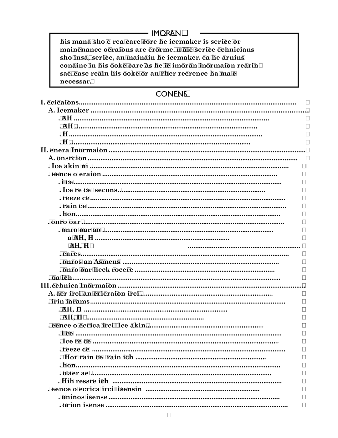 Hoshizaki DCM-500BAH-OS, DCM-500BWH-OS service manual Contents 