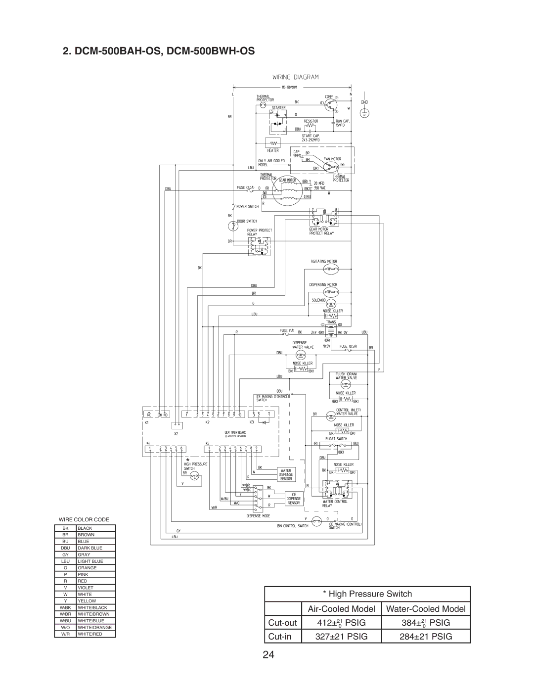 Hoshizaki service manual DCM-500BAH-OS, DCM-500BWH-OS 