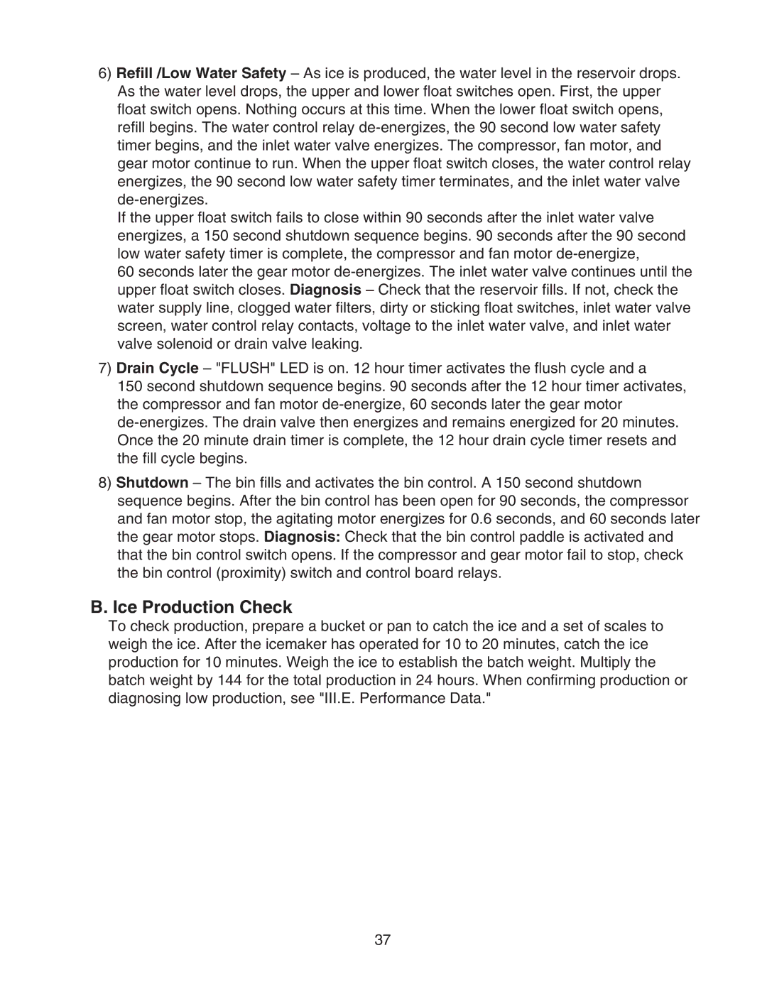 Hoshizaki DCM-500BWH-OS service manual Ice Production Check 