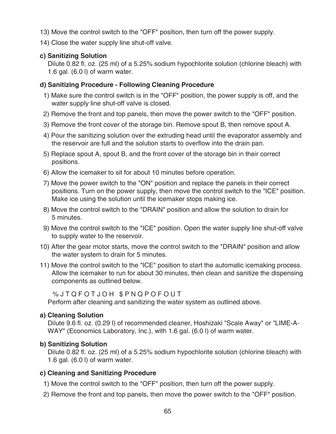 Hoshizaki DCM-500BWH-OS service manual Sanitizing Solution, Dispensing Components 