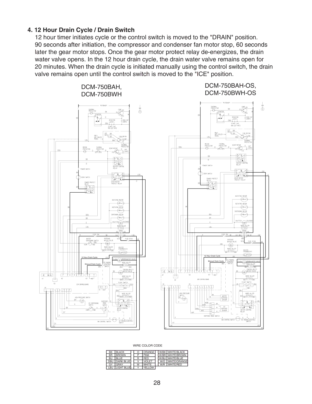 Hoshizaki DCM-750BAH-OS, DCM-750BWH-OS service manual Hour Drain Cycle / Drain Switch 