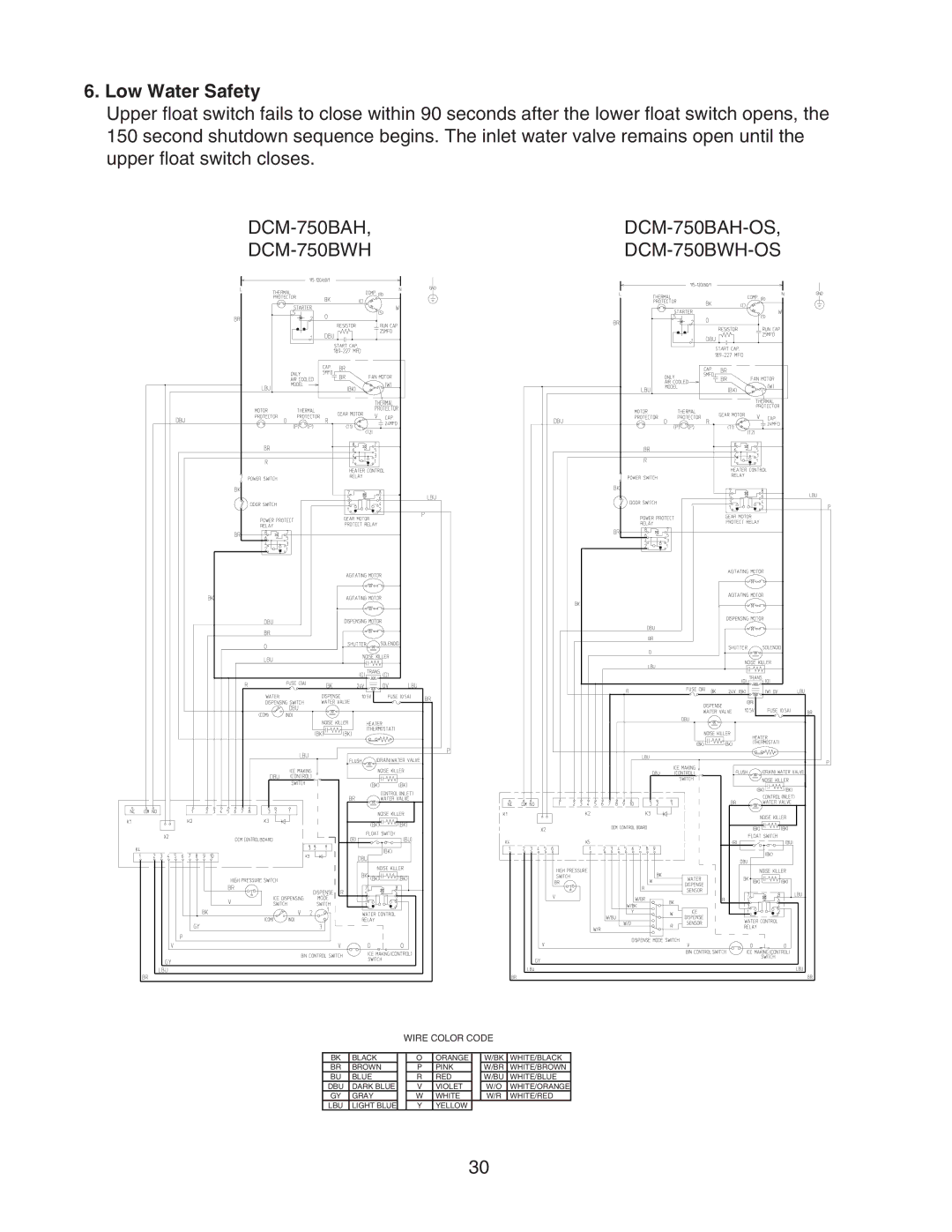 Hoshizaki DCM-750BAH-OS, DCM-750BWH-OS service manual Low Water Safety 