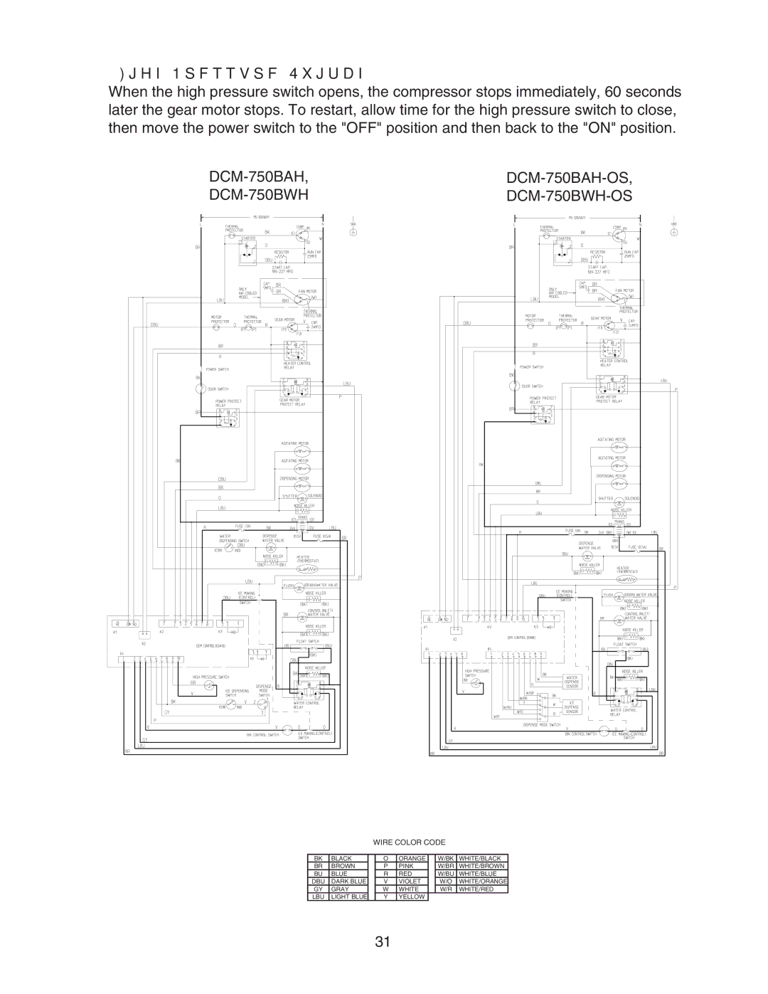 Hoshizaki DCM-750BWH-OS, DCM-750BAH-OS service manual High Pressure Switch 