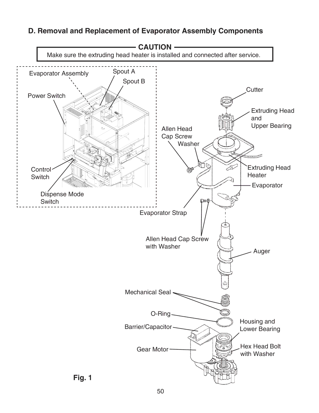 Hoshizaki DCM-750BAH-OS, DCM-750BWH-OS service manual Removal and Replacement of Evaporator Assembly Components 