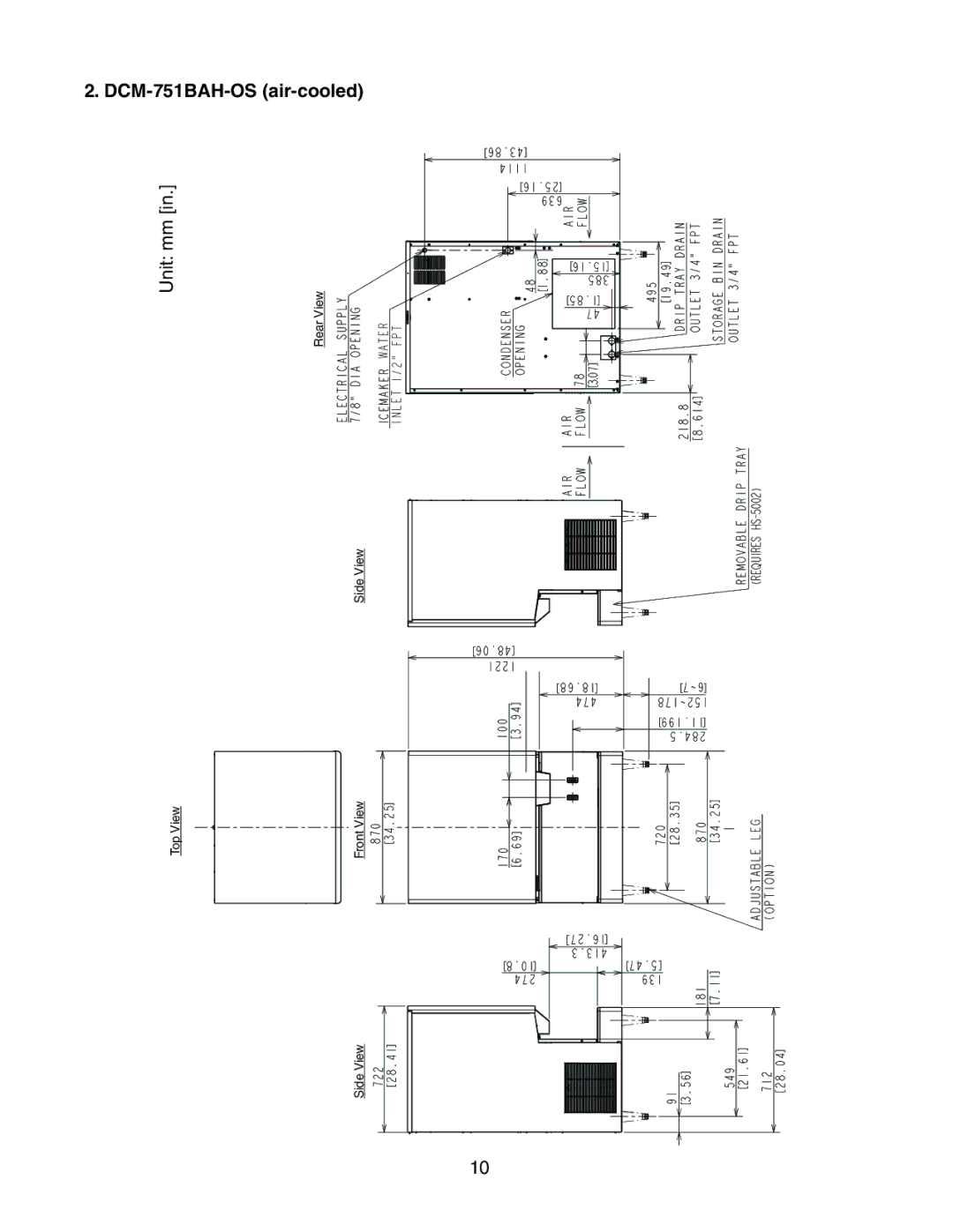 Hoshizaki DCM-751BAH(-OS), DCM-751BWH(-OS) instruction manual DCM-751BAH-OS air-cooled 