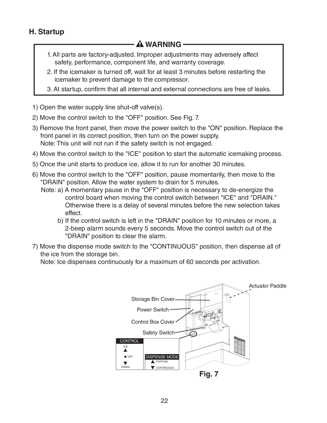 Hoshizaki DCM-751BAH(-OS), DCM-751BWH(-OS) instruction manual Startup 