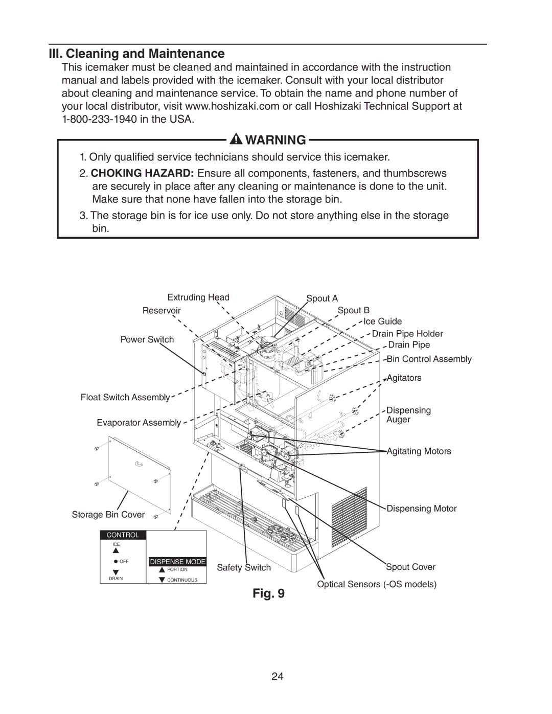 Hoshizaki DCM-751BAH(-OS), DCM-751BWH(-OS) instruction manual III. Cleaning and Maintenance 