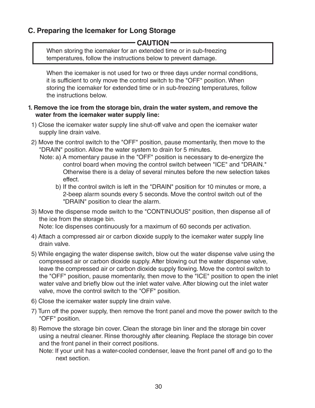 Hoshizaki DCM-751BAH(-OS), DCM-751BWH(-OS) instruction manual Preparing the Icemaker for Long Storage 