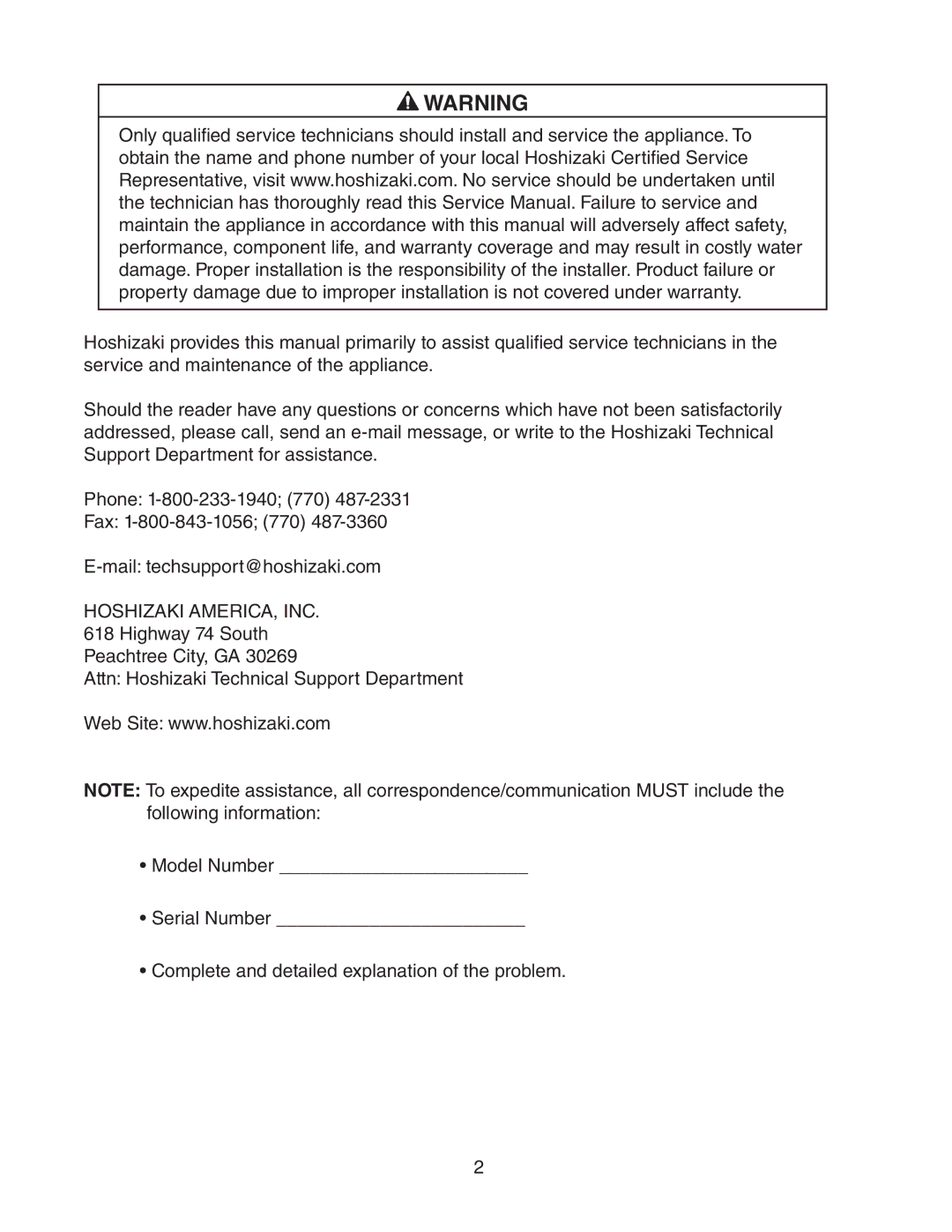 Hoshizaki dcm-75ibah service manual Hoshizaki AMERICA, INC 