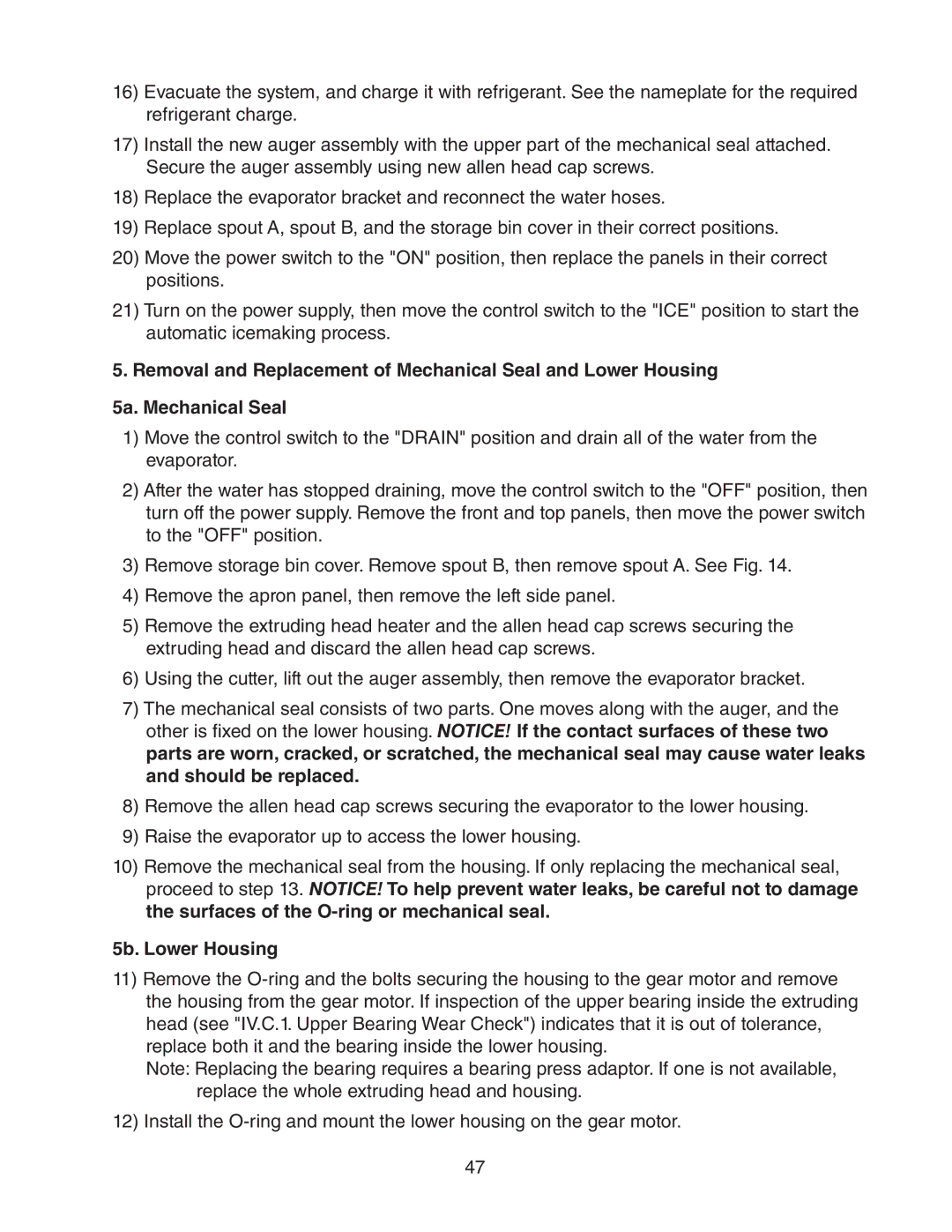 Hoshizaki dcm-75ibah service manual 5b. Lower Housing 