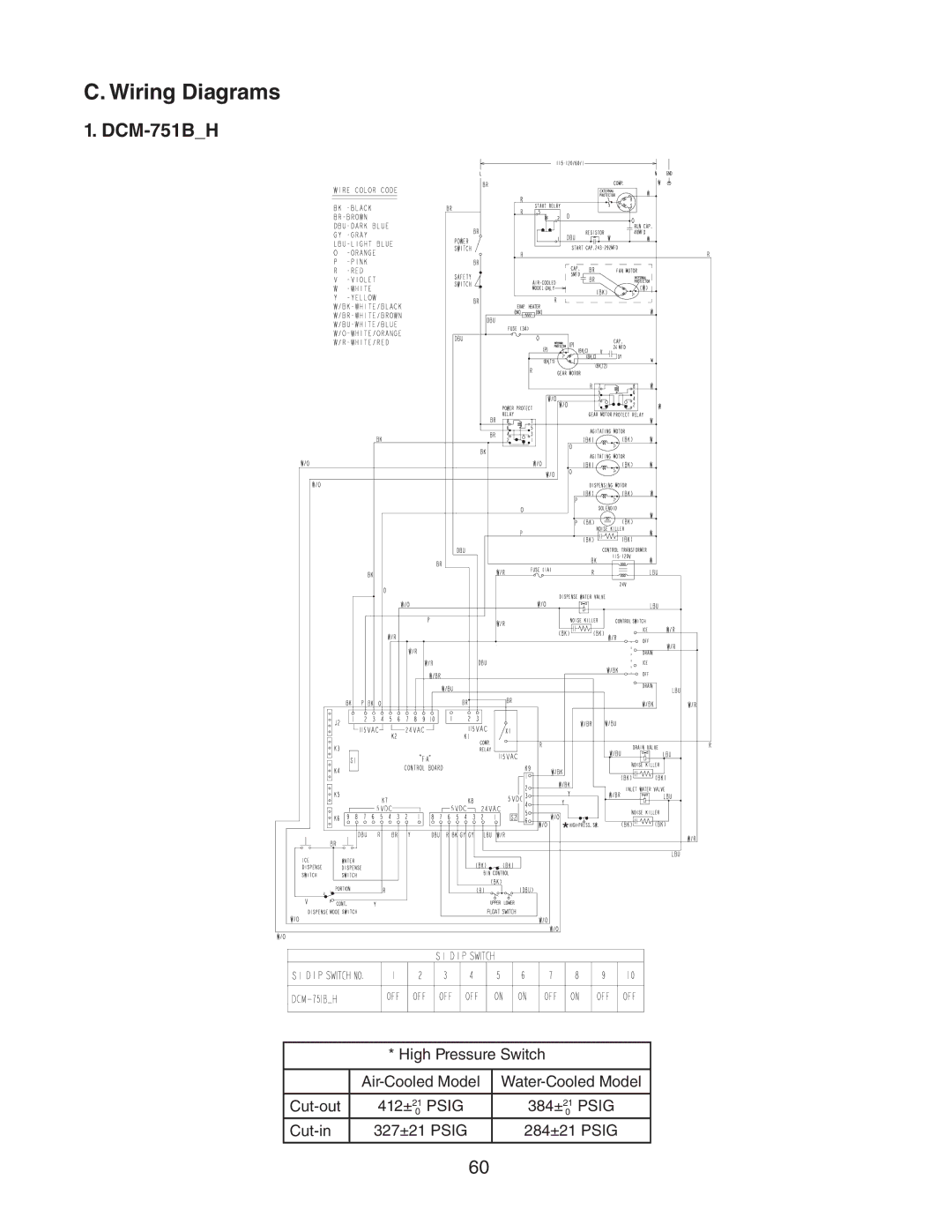 Hoshizaki dcm-75ibah service manual Wiring Diagrams, DCM-751BH 