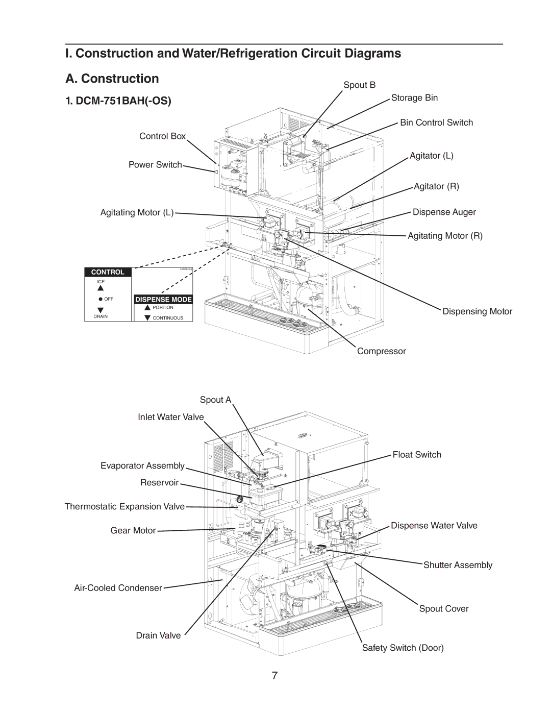 Hoshizaki dcm-75ibah service manual Construction and Water/Refrigeration Circuit Diagrams, DCM-751BAH-OS 