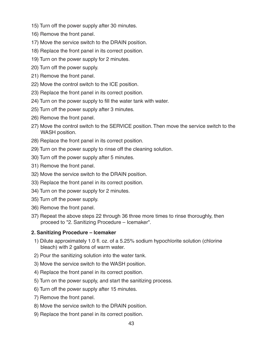 Hoshizaki DKM-500BAH service manual Sanitizing Procedure Icemaker 