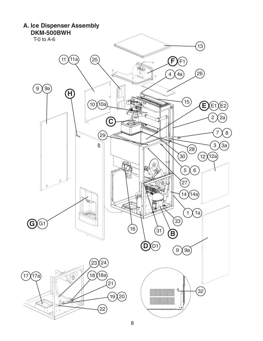 Hoshizaki DKM-500BWH manual To A-6 11 11a 10 10a E1 E2, 14a 17a 