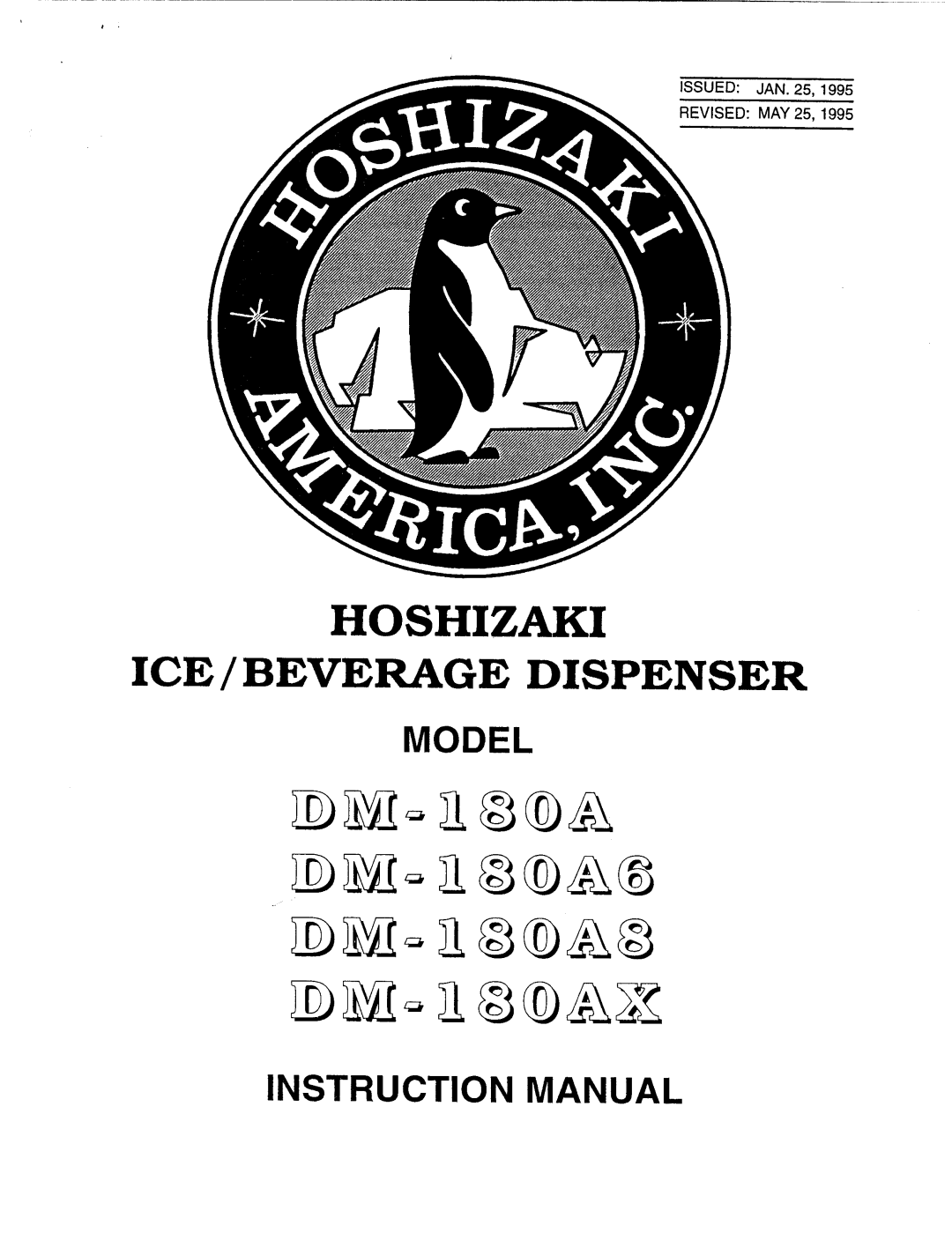 Hoshizaki DM-180A8, DM-180AX, DM-180A6 manual 