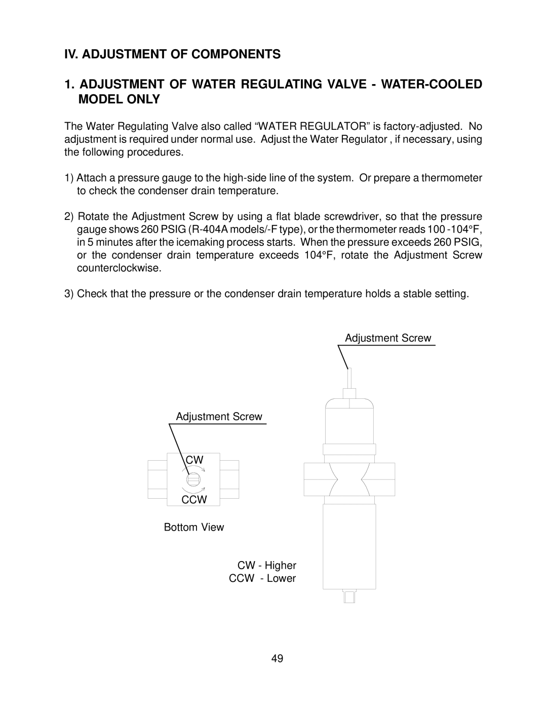 Hoshizaki F-1000MLF/-C, F-1000MAF/-C, F-1000MRF/-C, F-1000MWF/-C service manual Ccw 