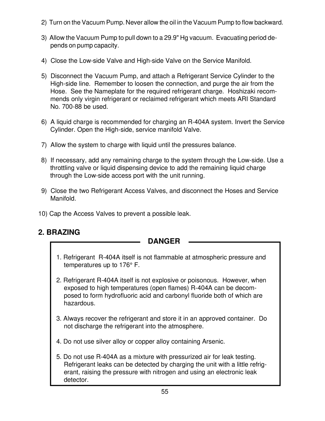 Hoshizaki F-1000MWF/-C, F-1000MAF/-C, F-1000MLF/-C, F-1000MRF/-C service manual Brazing 