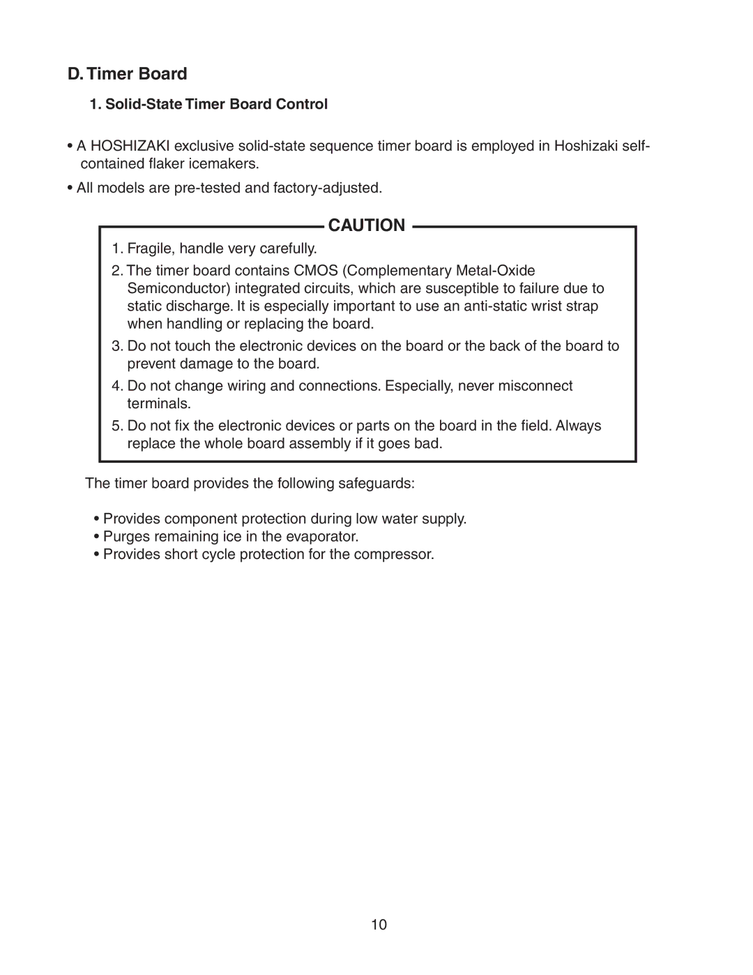 Hoshizaki F-300BAF service manual Solid-State Timer Board Control 