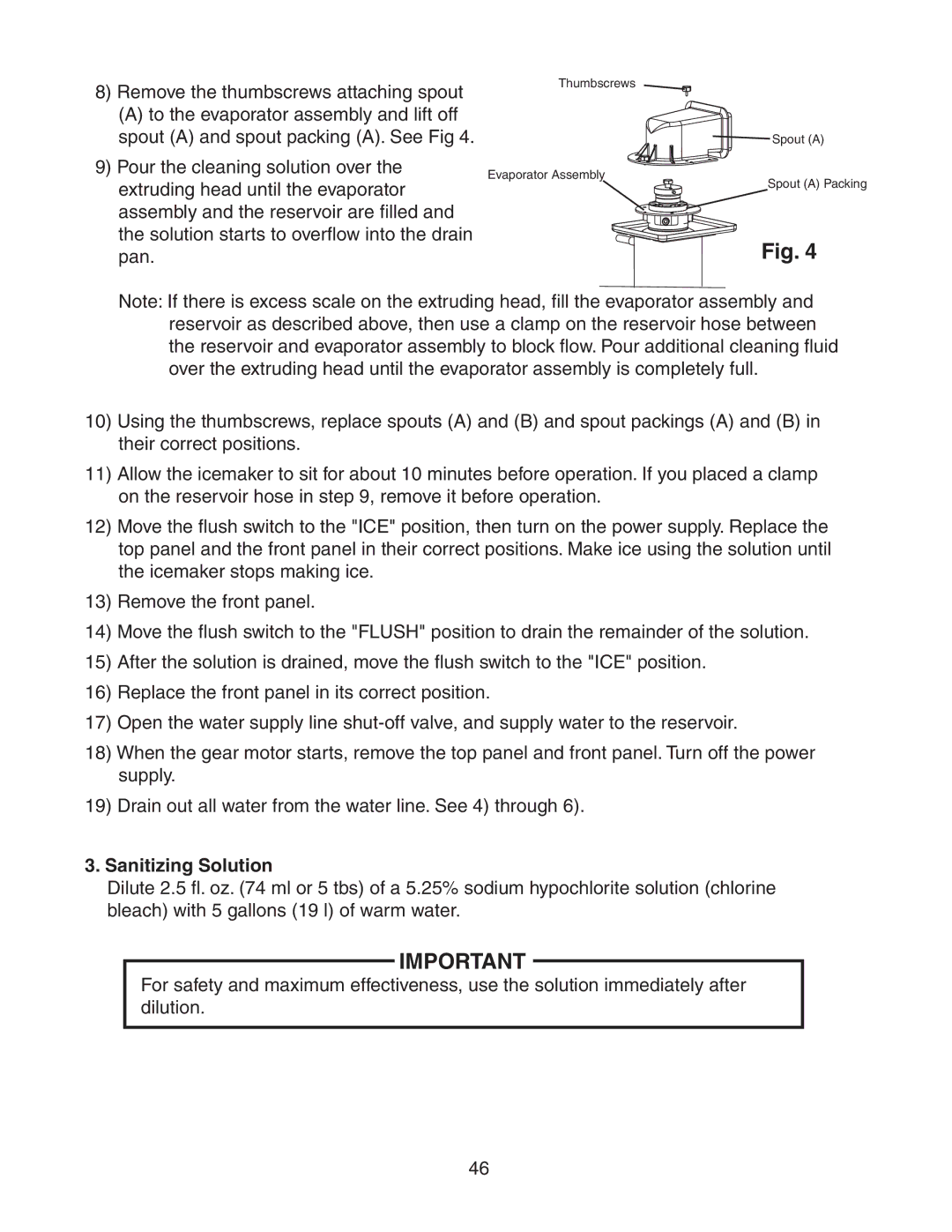 Hoshizaki F-300BAF service manual Sanitizing Solution 