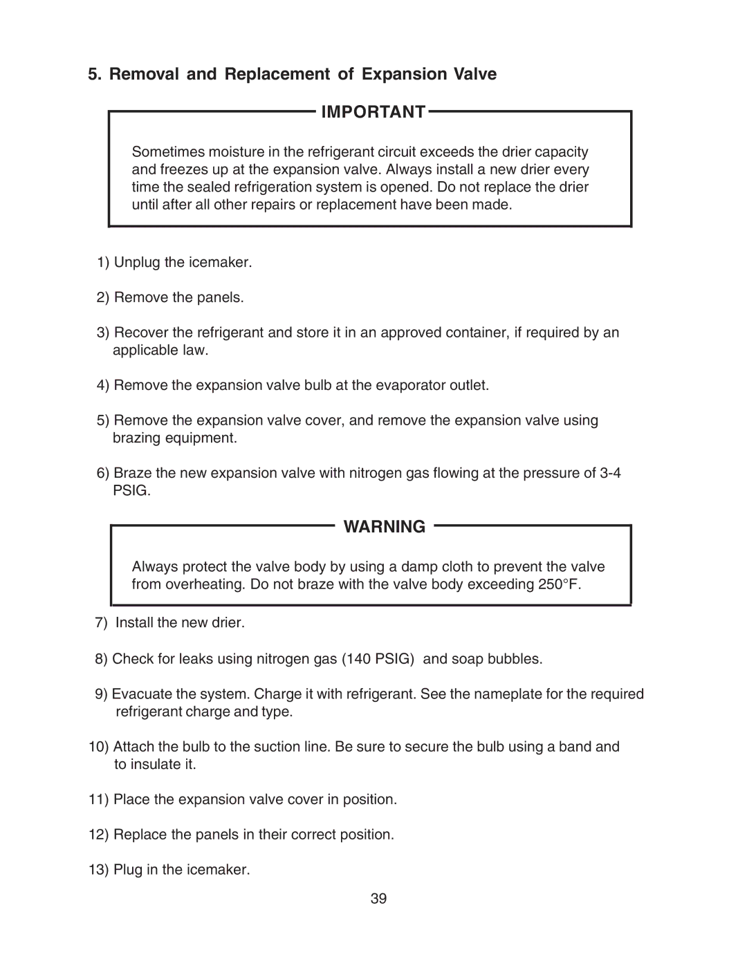 Hoshizaki F-450MAH-C service manual Removal and Replacement of Expansion Valve 