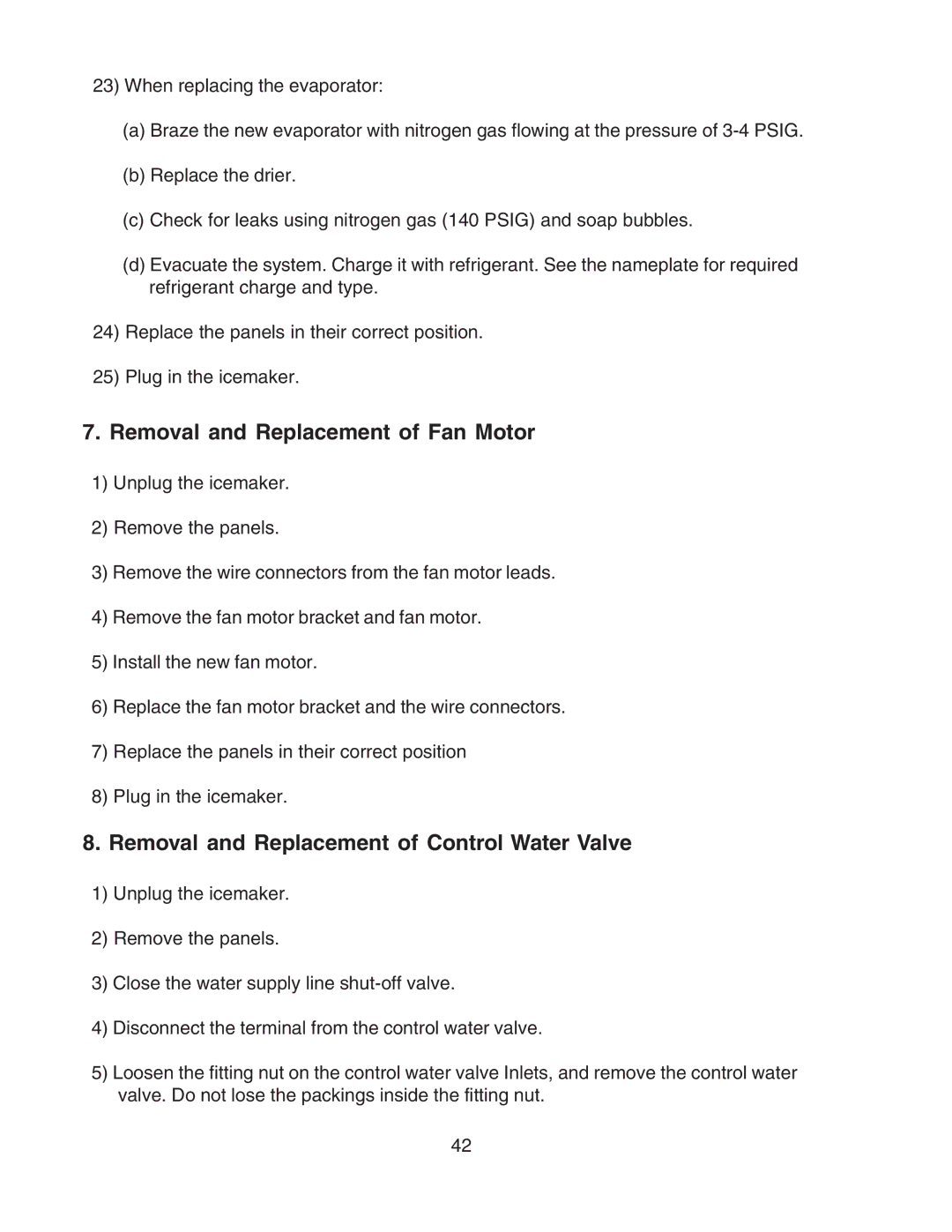 Hoshizaki F-450MAH-C service manual Removal and Replacement of Fan Motor, Removal and Replacement of Control Water Valve 