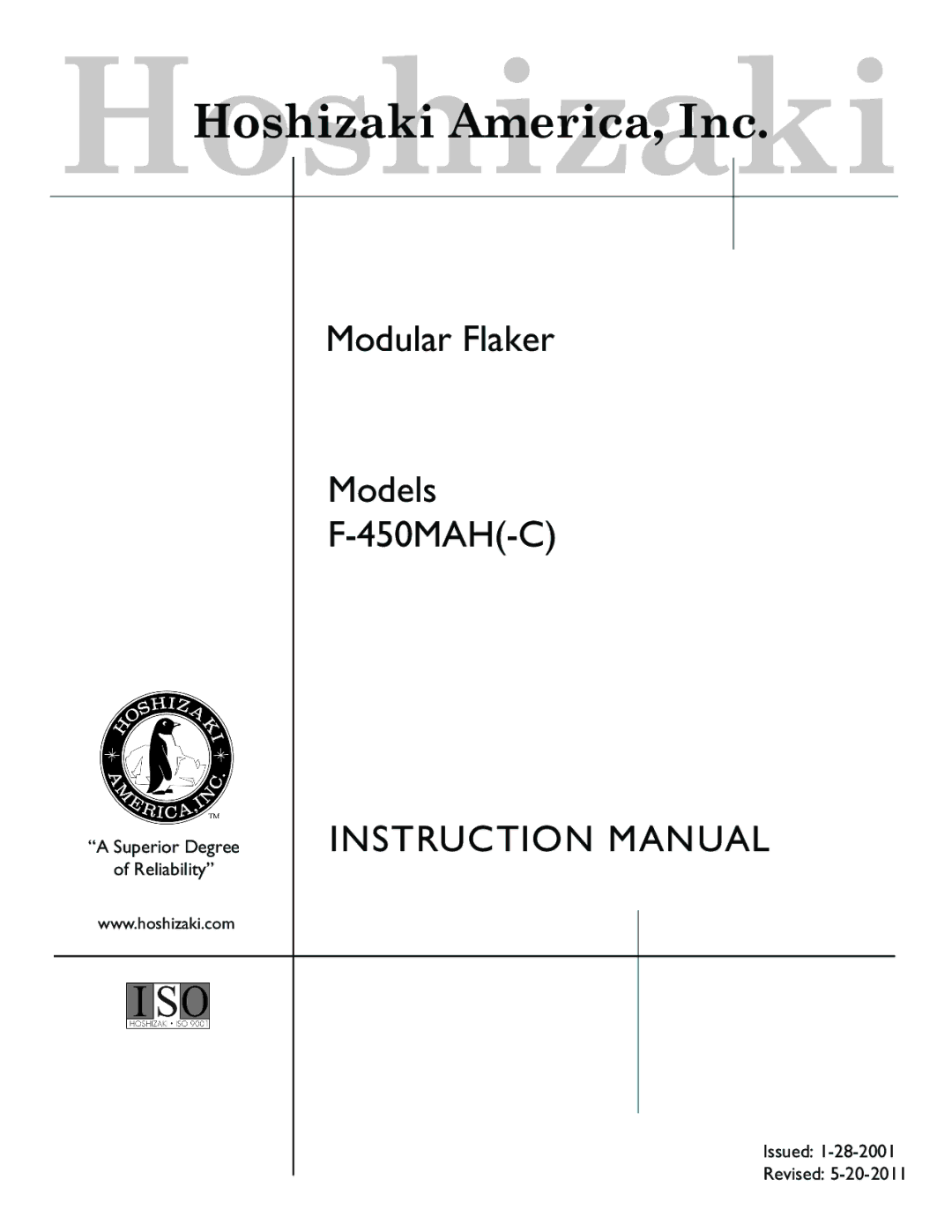 Hoshizaki F-450MAH(-C) instruction manual Modular Flaker Models 450MAH-C 