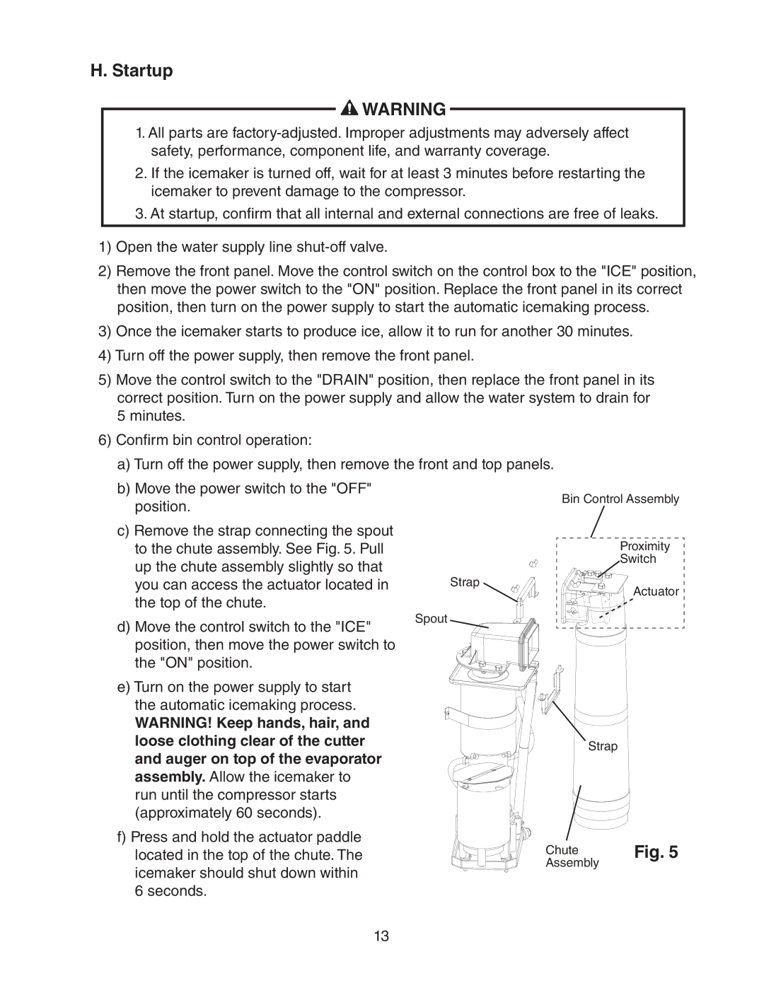 Hoshizaki F-450MAH(-C) instruction manual Startup 