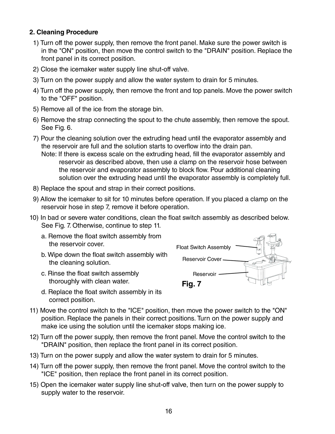 Hoshizaki F-450MAH(-C) instruction manual Cleaning Procedure 