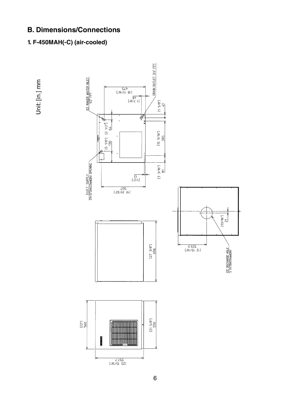 Hoshizaki F-450MAH(-C) instruction manual Dimensions/Connections 