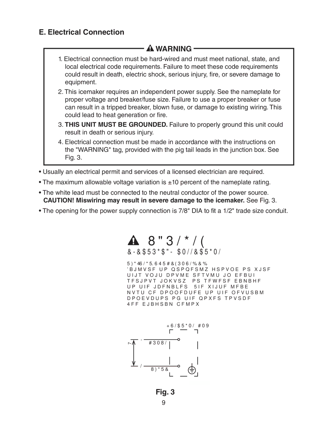 Hoshizaki F-450MAH(-C) instruction manual Electrical Connection, 115-120/60/1 