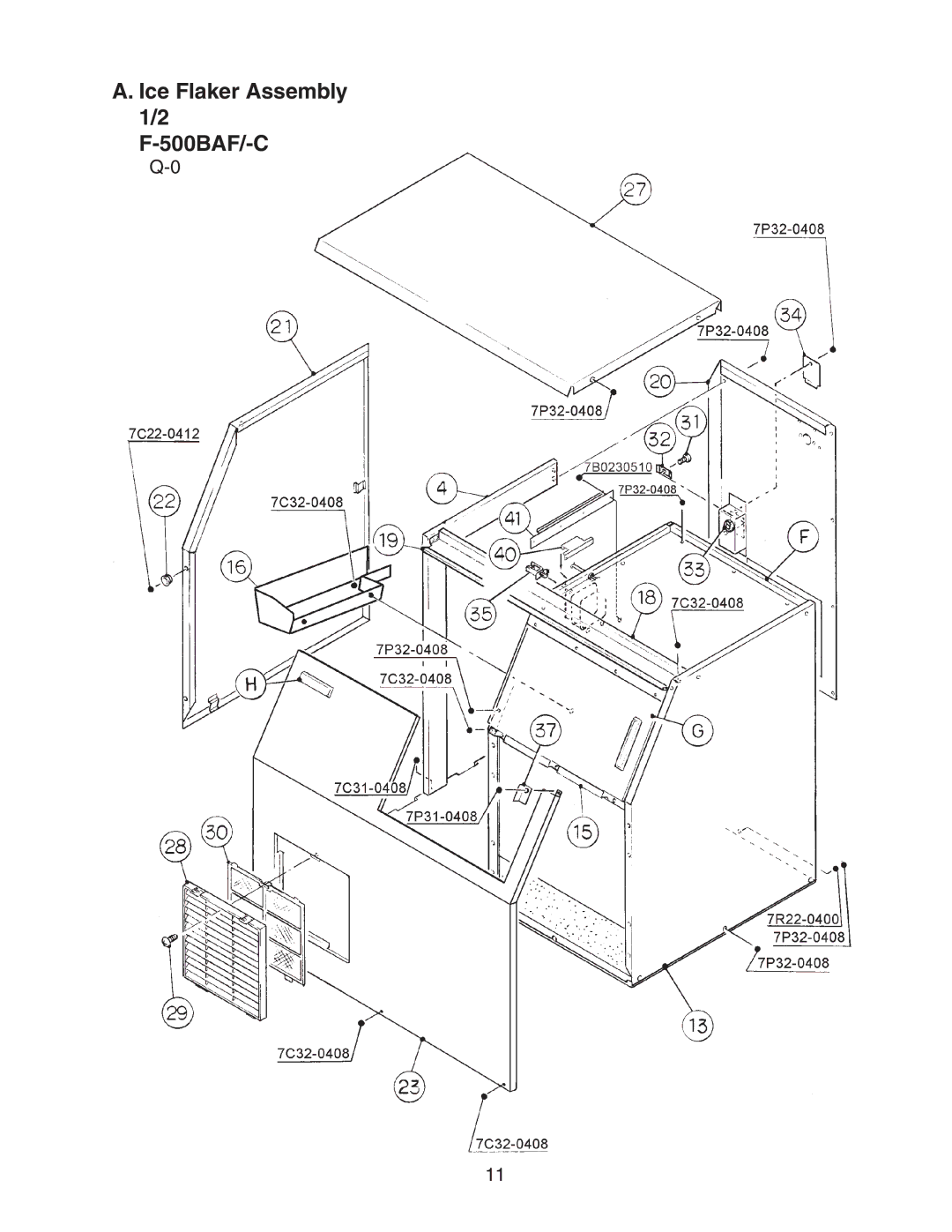 Hoshizaki F-500BAF/-C manual Ice Flaker Assembly 1/2 500BAF/-C 