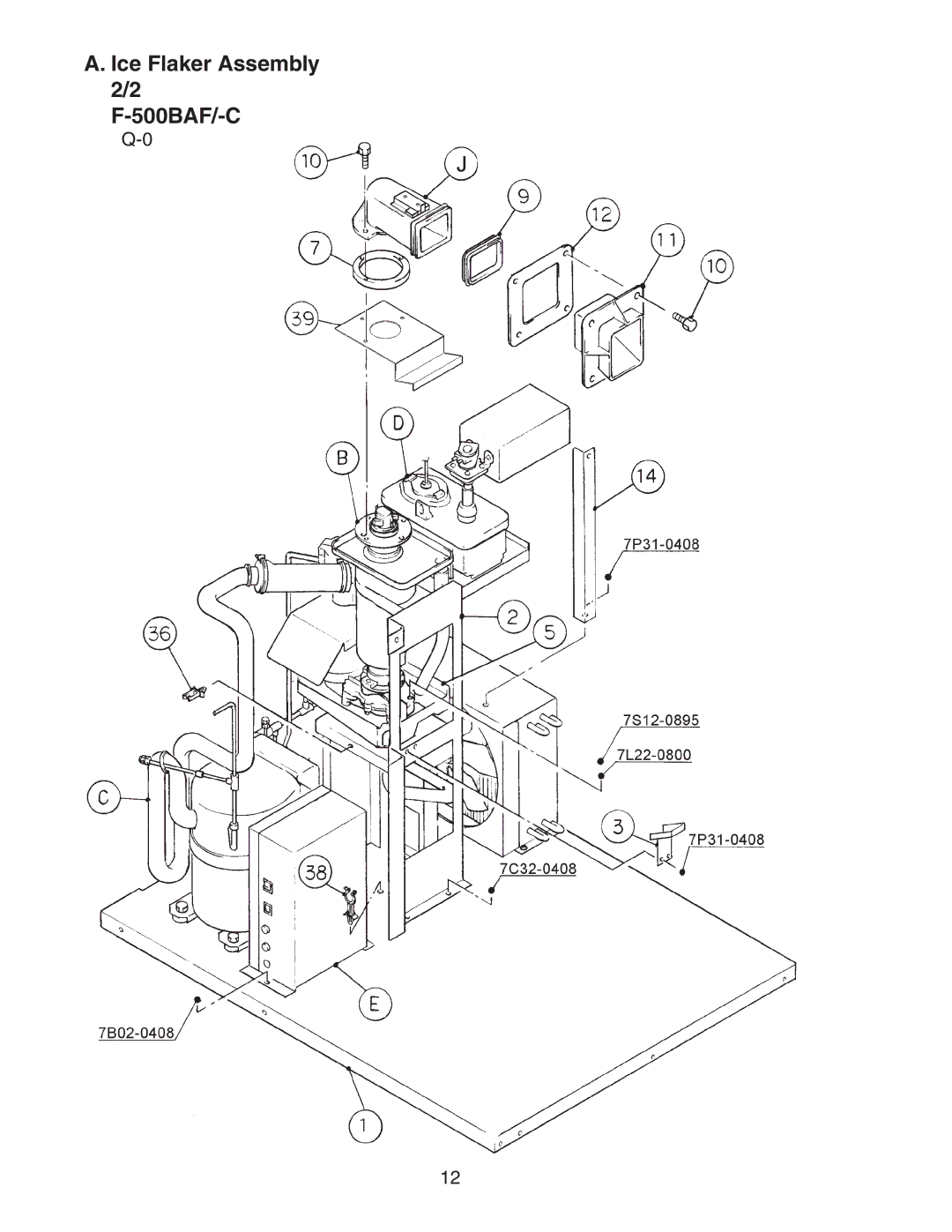 Hoshizaki F-500BAF/-C manual Ice Flaker Assembly 2/2 500BAF/-C 