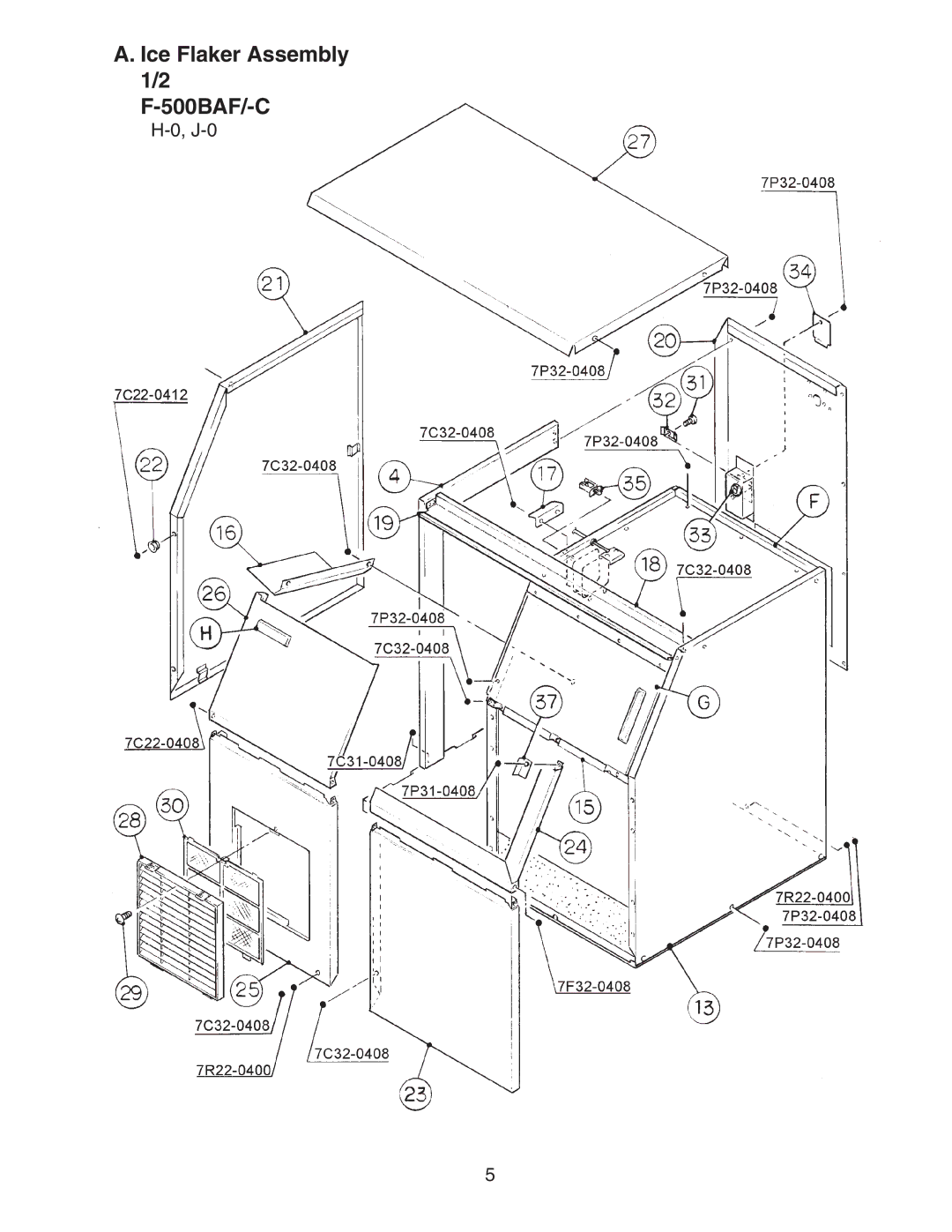 Hoshizaki F-500BAF/-C manual Ice Flaker Assembly 1/2 500BAF/-C, J-0 