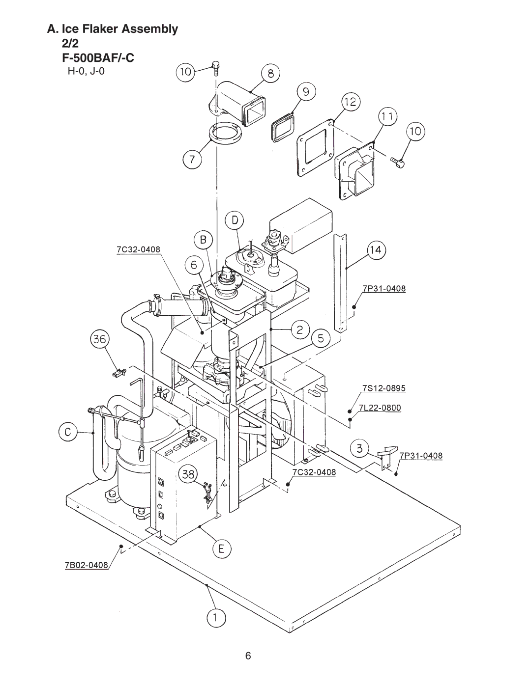 Hoshizaki F-500BAF/-C manual Ice Flaker Assembly 2/2 500BAF/-C 