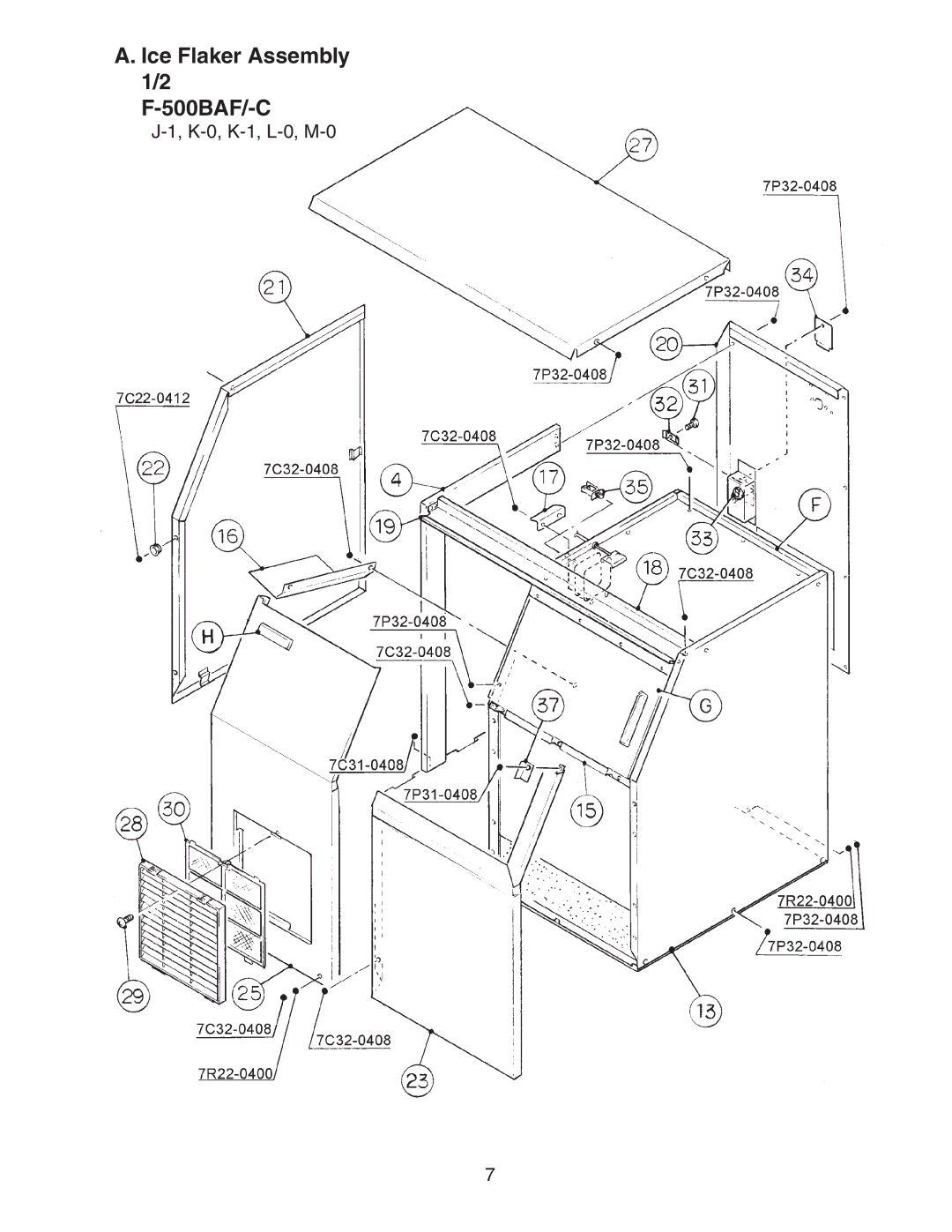 Hoshizaki F-500BAF/-C manual K-0, K-1, L-0, M-0 