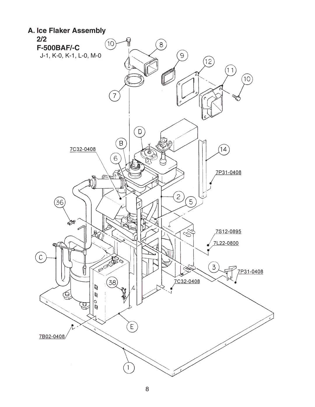 Hoshizaki F-500BAF/-C manual Ice Flaker Assembly 2/2 500BAF/-C 