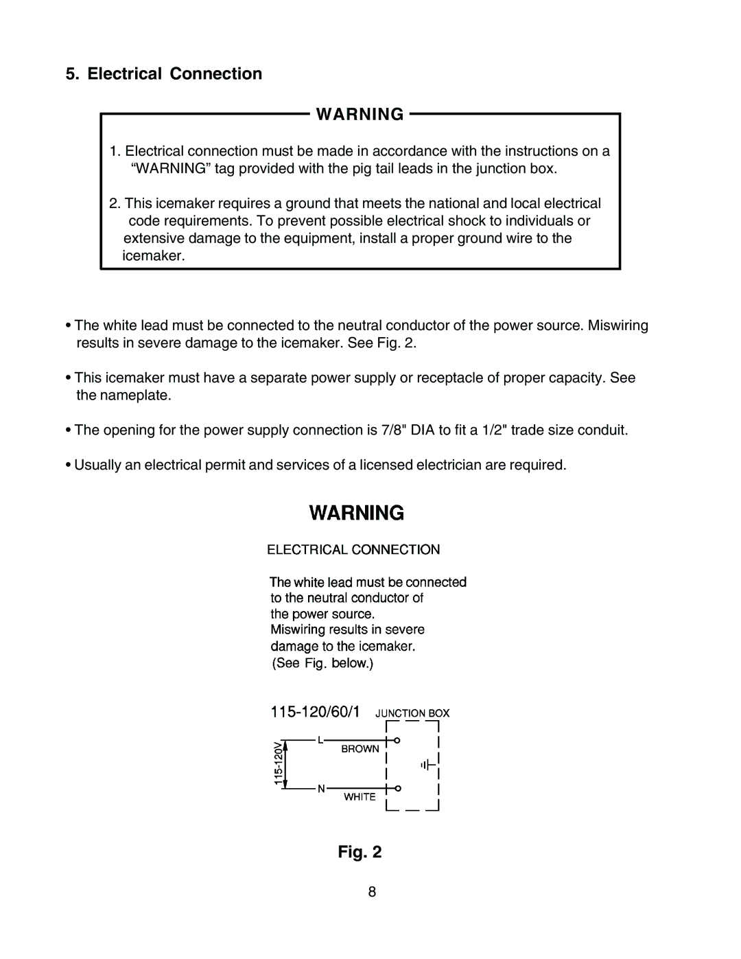 Hoshizaki F-500BAF(-C) instruction manual Electrical Connection 