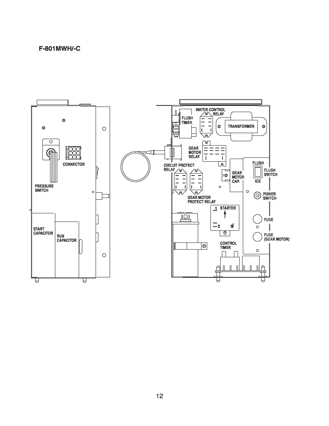 Hoshizaki F-80 I MWH (-c), F-80 I MAH (-c) service manual F-801MWH/-C, Flush, Run Capacitor, Control Timer 