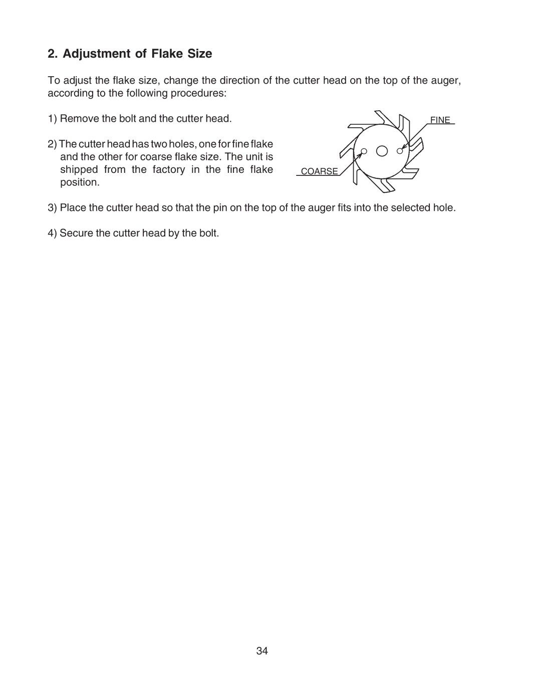 Hoshizaki F-801MAH/-C, F-801MWH/-C service manual Adjustment of Flake Size 