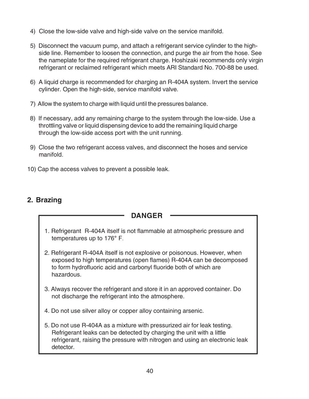 Hoshizaki F-801MAH/-C, F-801MWH/-C service manual Brazing 